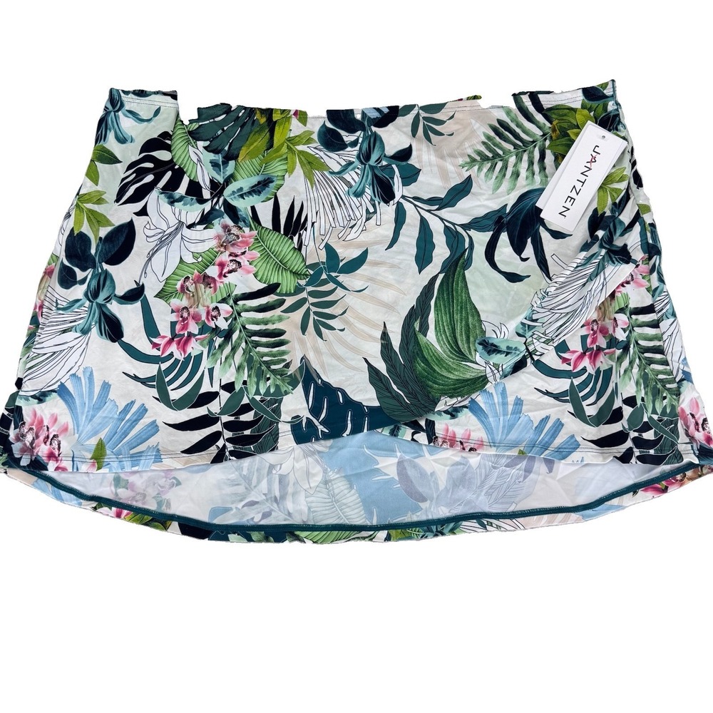 Jantzen Wrap Front Printed Swim Over Skirt Size 16 Regular Tropical Palm Print